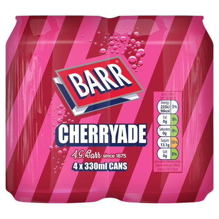 Barr Cherryade 4 x 330ml (Case of 6 Total 24 Cans) - BritishGram.com