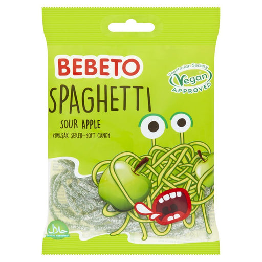 Bebeto Spaghetti Sour Apple Soft Candy 70g (Case of 20) - BritishGram.com