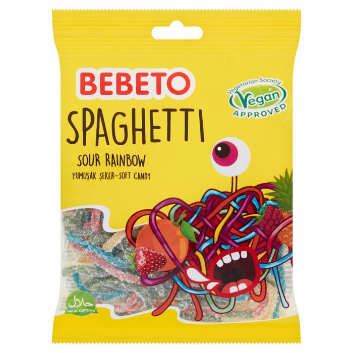 Bebeto Spaghetti Sour Rainbow Soft Candy 70g (Case of 20) - BritishGram.com