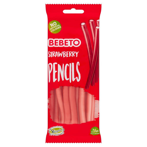 Bebeto Strawberry Pencils 160g (Case of 12) - BritishGram.com