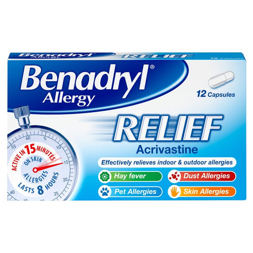 Benadryl Allergy Relief 12 Capsules - BritishGram.com