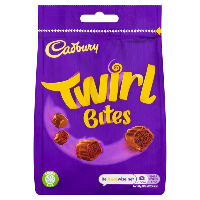 Cadbury Twirl Bites Chocolate Bag PMP 95g (Case of 10) - BritishGram.com