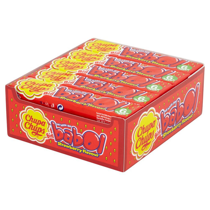 Chupa Chups Big Babol Strawberry Flavour Soft Bubble Gum 6 Pieces 27.6g (Case of 20) - BritishGram.com