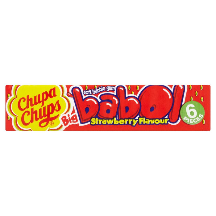 Chupa Chups Big Babol Strawberry Flavour Soft Bubble Gum 6 Pieces 27.6g (Case of 20) - BritishGram.com