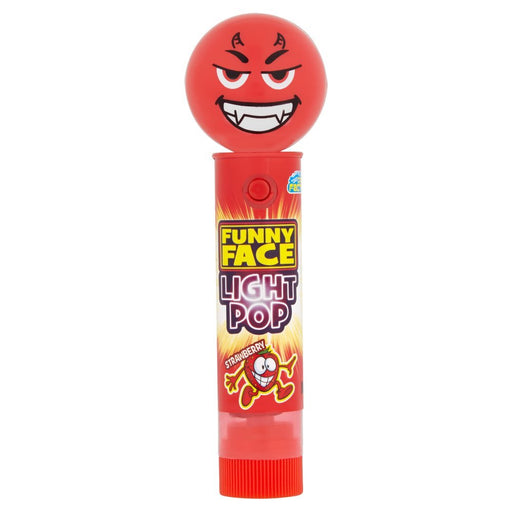 Crazy Candy Factory Funny Face Light Pop Strawberry 11g (Case of 12) - BritishGram.com