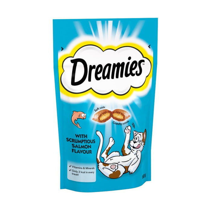 Dreamies Cat Treat Biscuits with Salmon Flavour 60g (Case of 8) - BritishGram.com