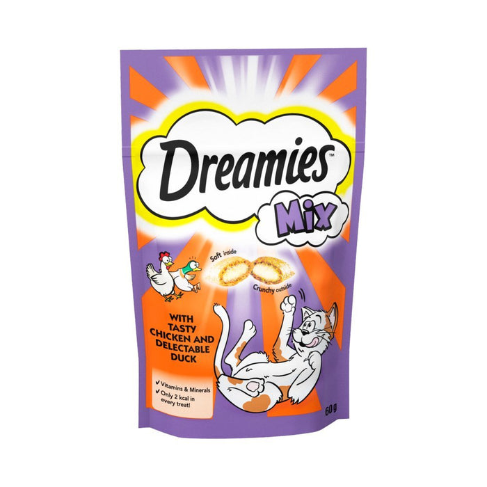 Dreamies Mix Cat Treat Biscuits with Chicken & Duck 60g (Case of 8) - BritishGram.com