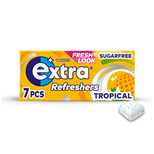 Extra Refreshers Tropical Sugar Free Chewing Gum Handy Box 7pcs (Case of 16) - BritishGram.com