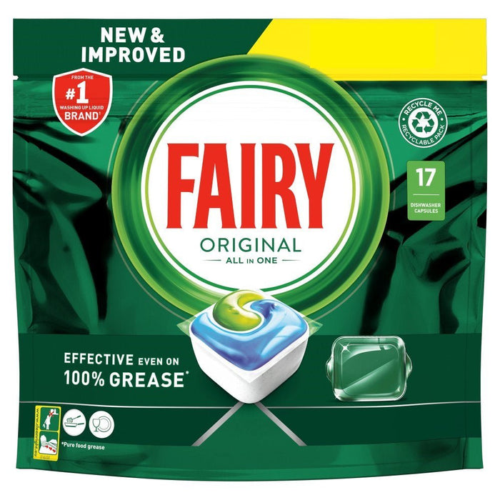 Fairy Original All In One Dishwasher Tablets 14 Capsules (Case of 6) - BritishGram.com