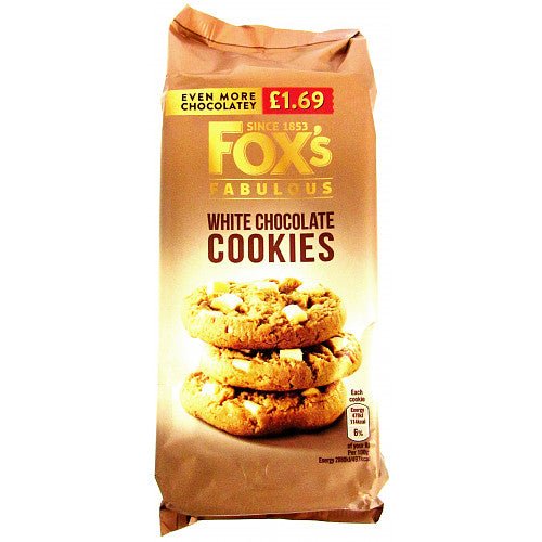 Foxs White Chocolate Chunk Cookie, 180g (Box of 8) - BritishGram.com