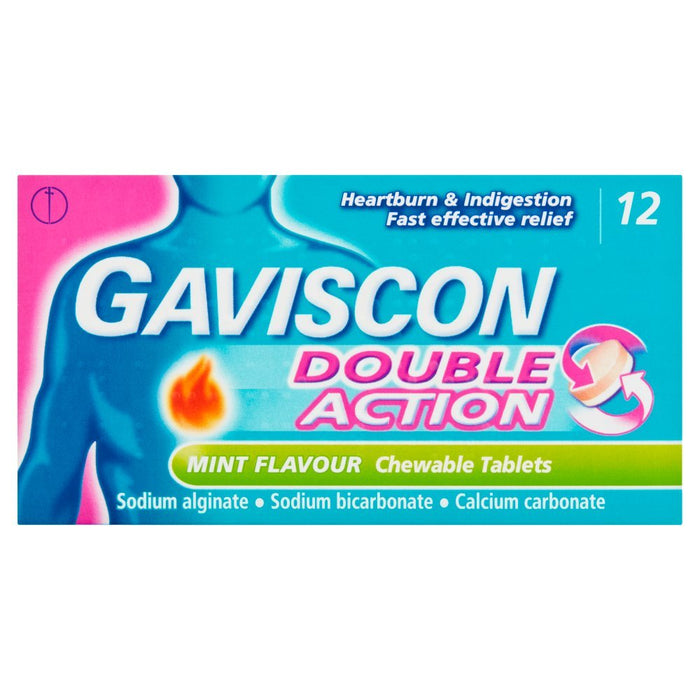 Gaviscon Double Action Mint Flavour Chewable Tablets 12 Tablets - BritishGram.com