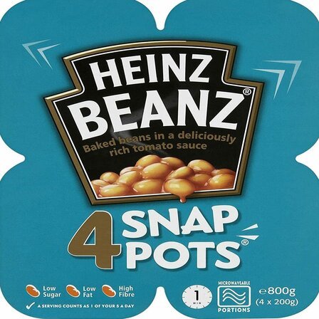Heinz Beanz Snap Pots 4 x 200g (Total 800g) - BritishGram.com