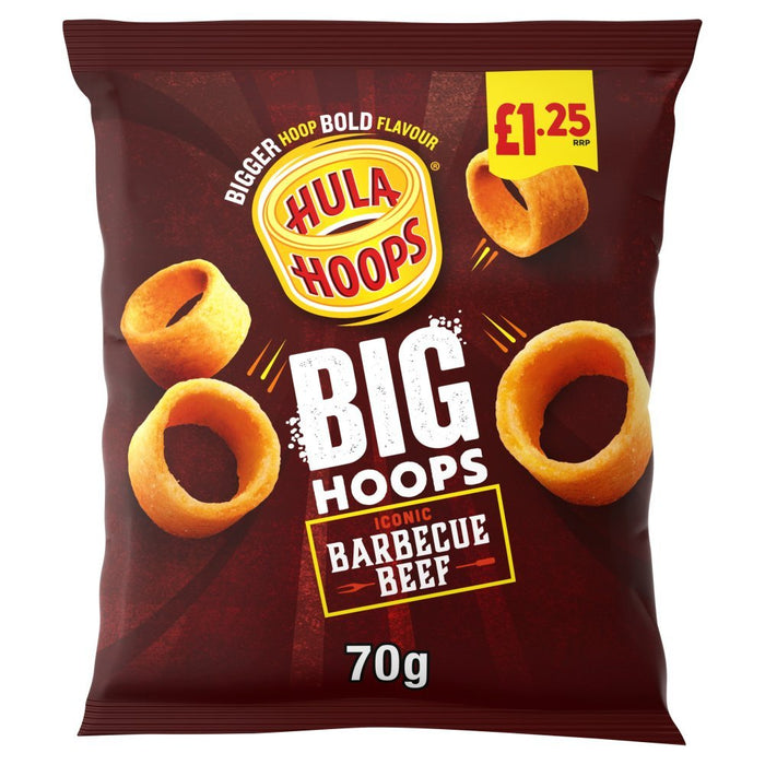 Hula Hoops Big Hoops BBQ Beef Crisps PMP 70g (Box of 20) - BritishGram.com