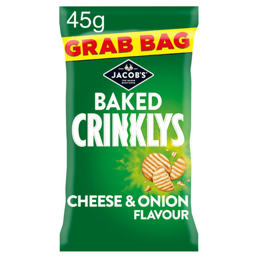Jacob's Baked Crinklys Cheese & Onion Grab Bag 45g (Box of 30) - BritishGram.com