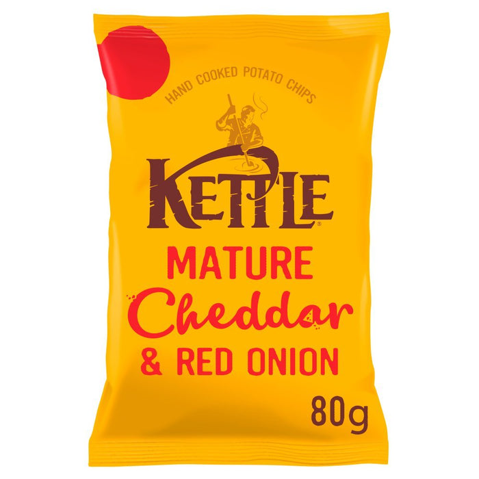 Kettle Chips Mature Cheddar & Red Onion Chips PMP 80g (Box of 12) - BritishGram.com