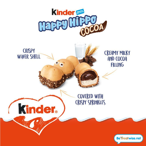 Kinder Happy Hippo Chocolate Cocoa Filling Biscuit, 20.7g (Box of 28) - BritishGram.com