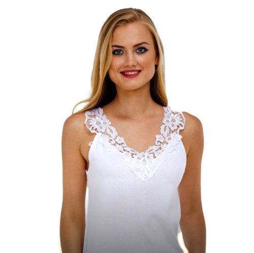 Ladies Cotton Vests White & Pastel Broad Strap - BritishGram.com