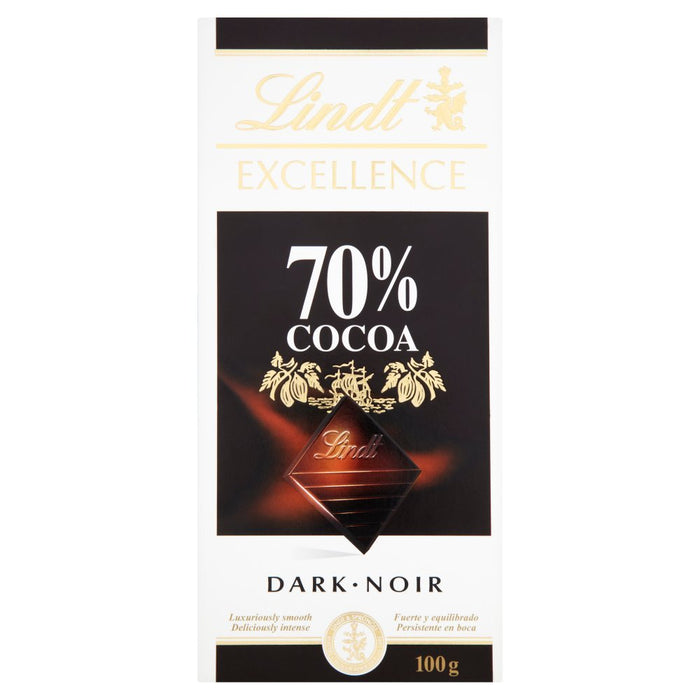 Lindt Excellence 70% Cocoa Intense Dark 100g - BritishGram.com