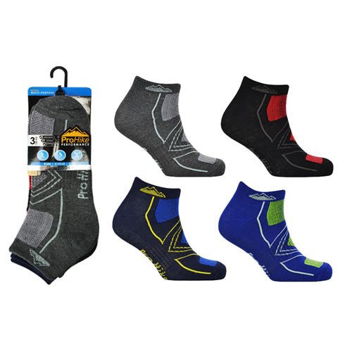 Mens ProHike Performance Trainer 3 Pairs Sock Top Block - BritishGram.com