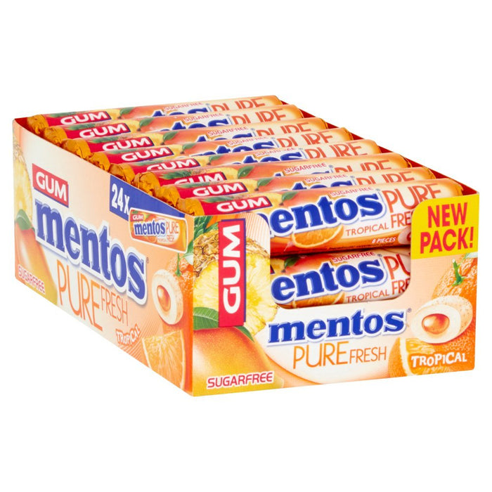 Mentos Gum Pure Fresh Tropical 8 Pieces 15g (Case of 24) - BritishGram.com
