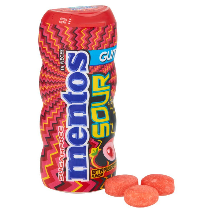 Mentos Sour Gum Strawberry Flavour 30g (Case of 10) - BritishGram.com