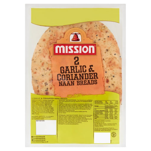 Mission 2 Garlic & Coriander Naan Breads - BritishGram.com