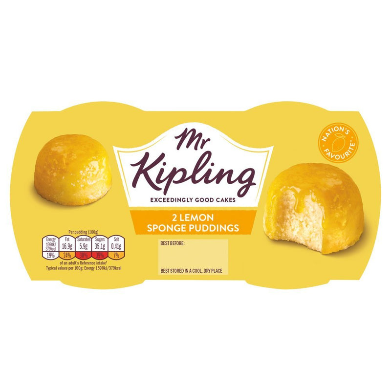 Mr Kipling Lemon Sponge Puddings 2x95g (Case of 4) - BritishGram.com