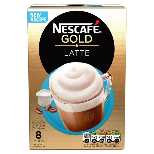 Nescafe Latte Instant Coffee 8 x 18g Sachets (Case of 6) - BritishGram.com