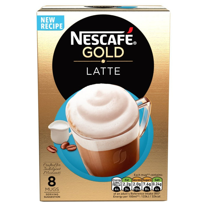 Nescafe Latte Instant Coffee 8 x 18g Sachets (Case of 6) - BritishGram.com