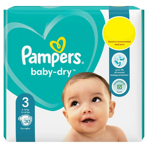 Pampers Baby - Dry Size 3, Pack of 4 x 30 Nappies Total 120 Nappies - BritishGram.com