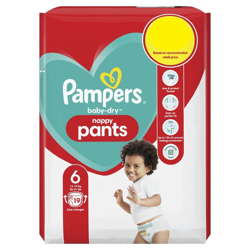 Pampers Baby - Dry Size 6, Pack of 4 x 19 Nappy Pants Total 76 Nappy Pants - BritishGram.com