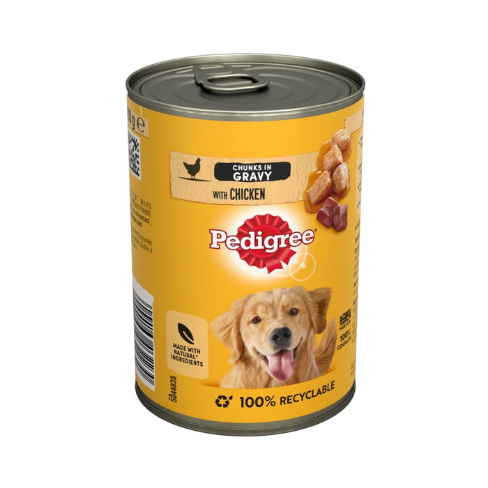Pedigree Adult Wet Dog Food Tin Chicken in Gravy 400g (Case of 12) - BritishGram.com