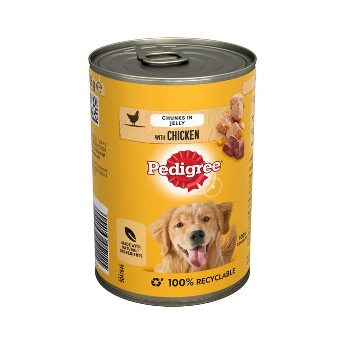 Pedigree Adult Wet Dog Food Tin Chicken in Jelly 385g (Case of 12) - BritishGram.com