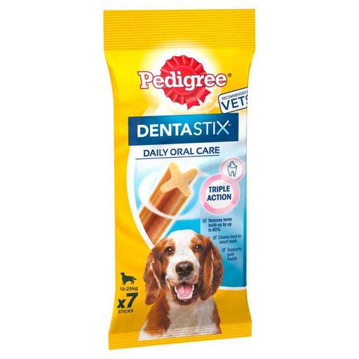 Pedigree Dentastix Daily Adult 1+ Medium Dental Dog Chews 7 Sticks, 180g (Box of 10) - BritishGram.com