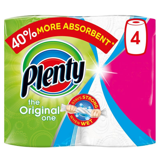 Plenty White Kitchen Roll 400 Sheets (4 Rolls) - BritishGram.com