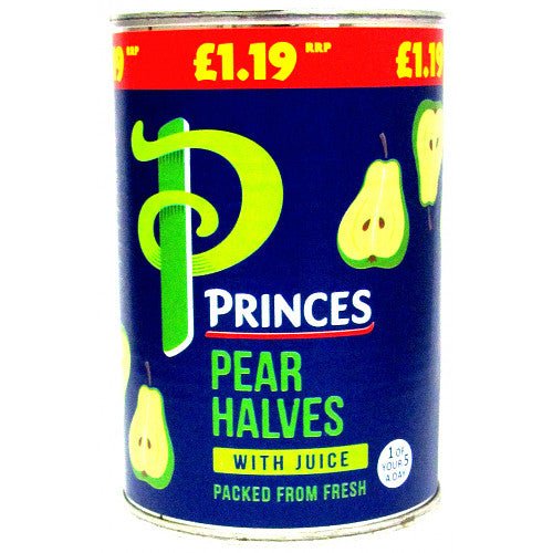 Princes Pear Halves Juice with Juice, 410g (Case of 6) - BritishGram.com