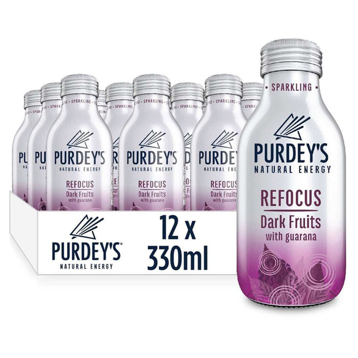 Purdey's Natural Energy Refocus Dark Fruits with Guarana, 330ml (Case of 12) - BritishGram.com