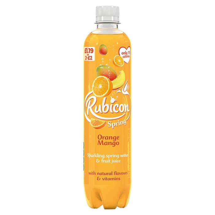 Rubicon Spring Orange Mango Flavoured Sparkling Spring Water, 500ml (Case of 12) - BritishGram.com