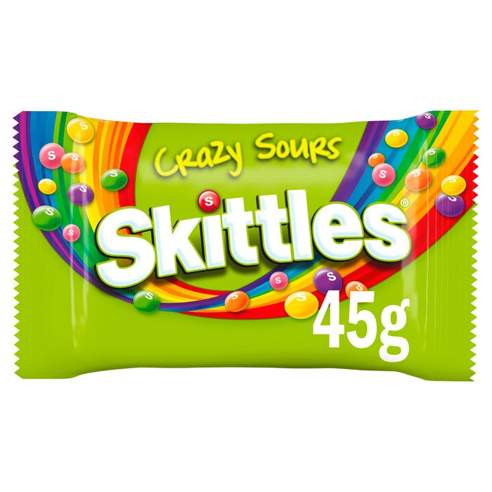 Skittles Crazy Sours Sweets Bag, 45g (Box of 36) - BritishGram.com