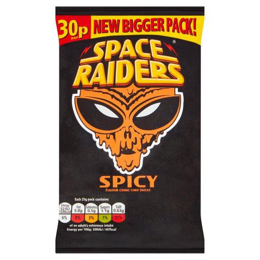 Space Raiders Spicy Cosmic Corn, 25g (Box of 36) - BritishGram.com