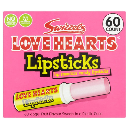 Swizzels Love Hearts Lipstick 60 Pieces - BritishGram.com
