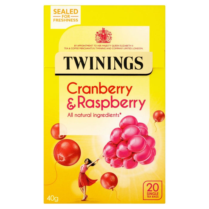 Twinings Cranberry & Raspberry 20 Single Tea Bags 40g - BritishGram.com