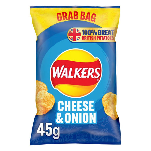 Walkers Cheese & Onion Grab Bag Crisps, 45g (Box of 32) - BritishGram.com