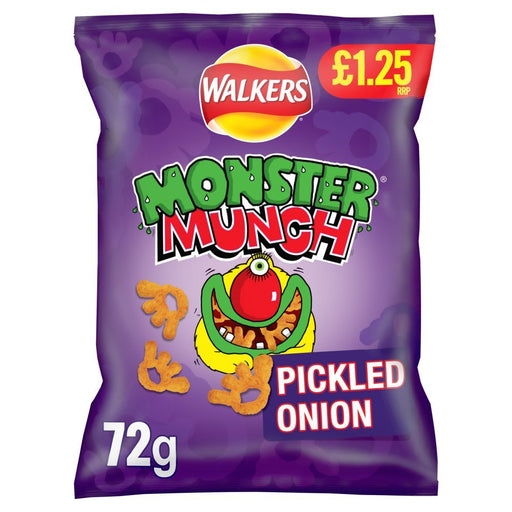 Walkers Monster Munch Pickled Onion Snacks 72g (Box of 18) - BritishGram.com