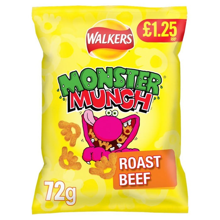 Walkers Monster Munch Roast Beef Snacks 72g (Box of 18) - BritishGram.com