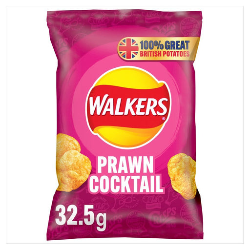 Walkers Prawn Cocktail Crisps, 32.5g (Box of 32) - BritishGram.com