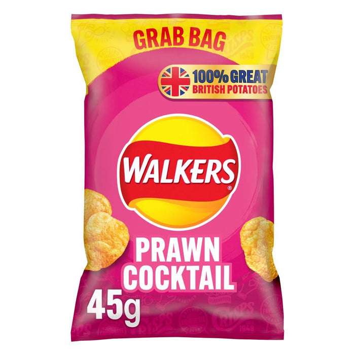 Walkers Prawn Cocktail Grab Bag Crisps 45g (Box of 32) - BritishGram.com