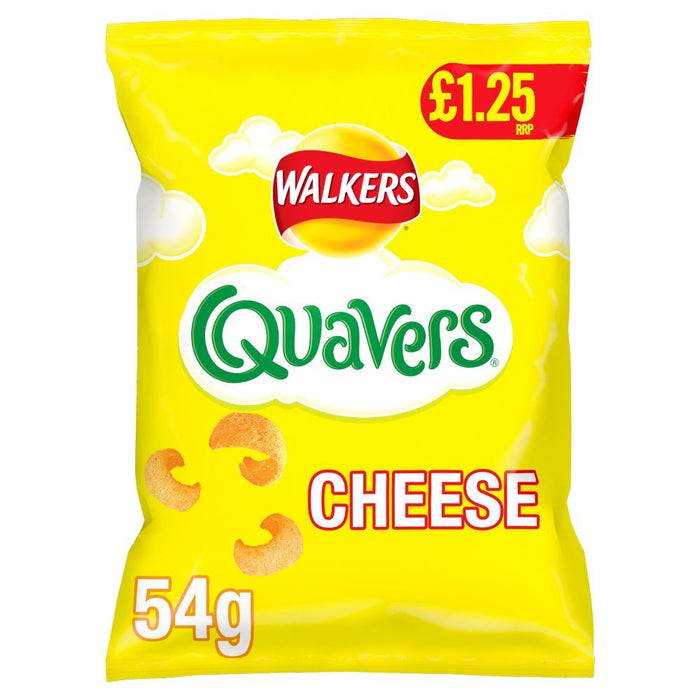 Walkers Quavers Cheese Snacks Crisps PMP 54g (Box of 18) - BritishGram.com