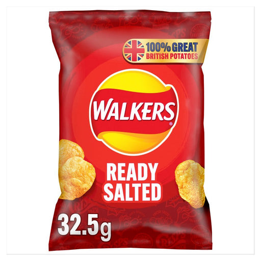Walkers Ready Salted Crisps 32.5g (Box of 32) - BritishGram.com