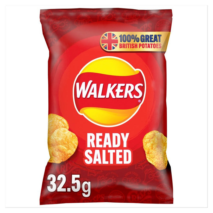 Walkers Ready Salted Crisps 32.5g (Box of 32) - BritishGram.com